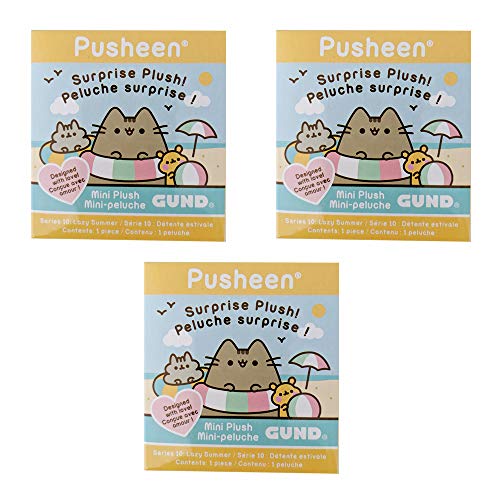 GUND Pusheen Plush Surprise Box Series #10 - Lazy Summer, 3-Pack Bundle