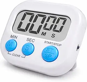 Timer Digital de Cozinha Compacto com Display LCD – Temporizador com Alarme e Função Cronômetro