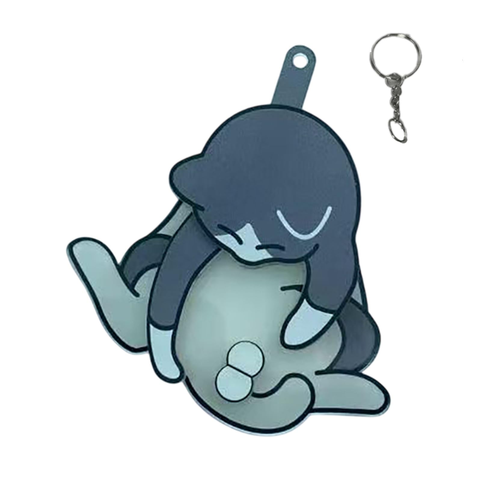 Qxiao Blue White Mischief Cat Interactive Keychain Funny Wiggling Cat Keychain 3D Rotating Catballs Fidget Toy Key Chain Spoof Cats Eggs Hanging Ornaments Sensory Toy Gift For Cats Lovers And Introverts