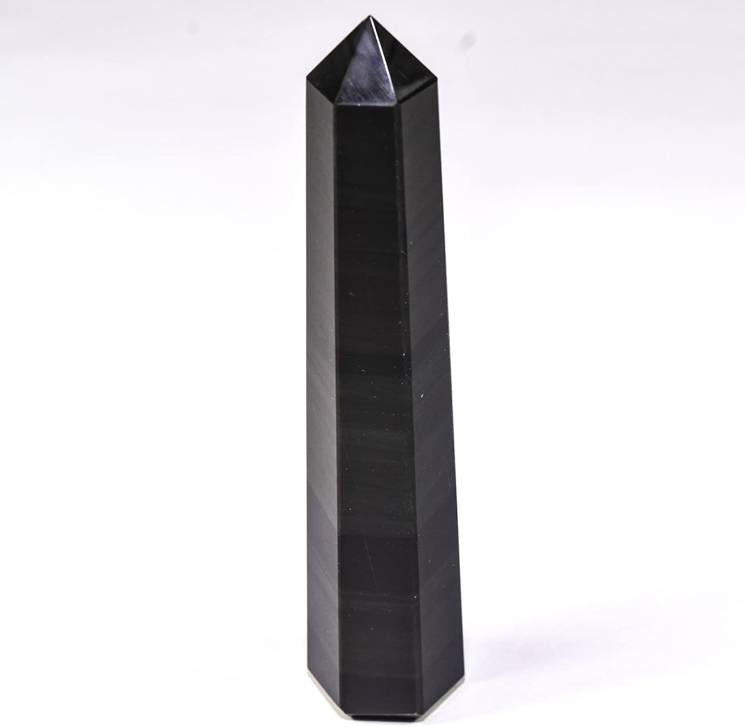 4.6" 90g Black Obsidian Obelisk Tower Polished Natural Sparkling Collectible Gemstone Crystal Mineral Specimen Wand - Mexico