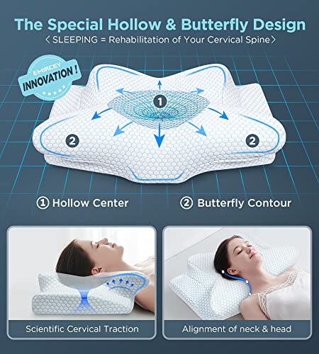Emircey Adjustable Neck Pillows For Pain Relief Sleeping, Hollow Contour Pillow Ergonomic Plus, Odorless Cervical Memory Foam Pillows, Orthopedic Bed Pillow Support For Side Back Stomach Sleeper #TOP1