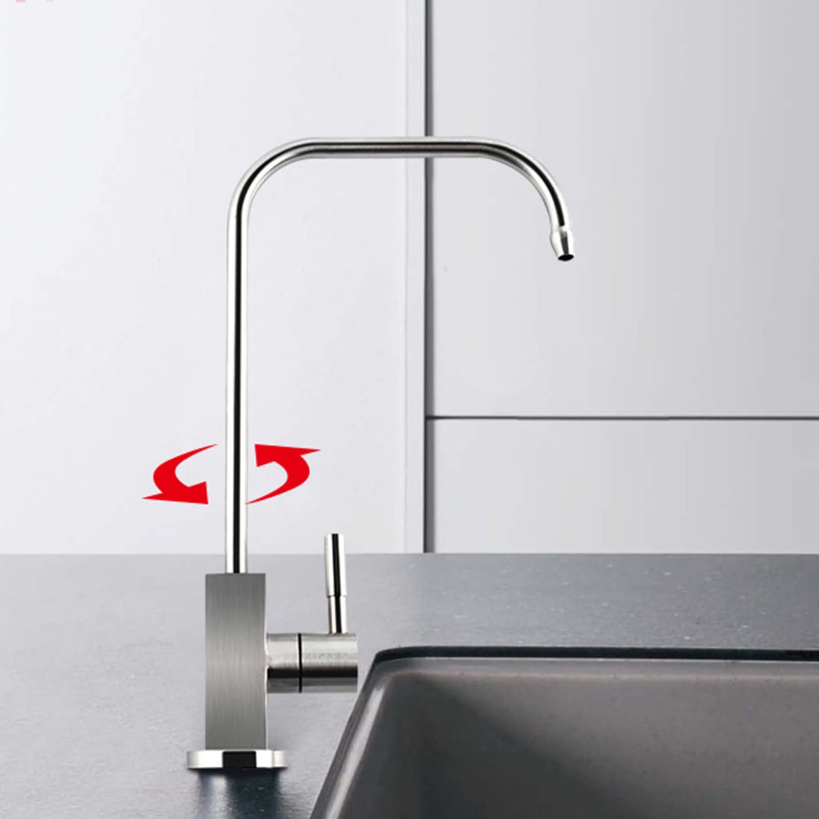 Grifo con Filtro De Agua, Grifo De Ósmosis Inversa para Fregadero De Cocina Cepillado De 360 Grados, Grifo De Agua Potable con Palanca De Empuje. Grifo De Agua Potable Co