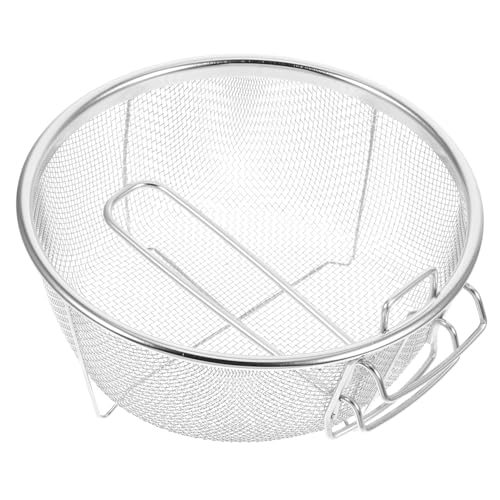 PRETYZOOM 2 piezas Cesta Freidora Inoxidable Plegable para Patatas Fritas y Snacks con Mango Seguro y Drenaje para Freidora y Cocina