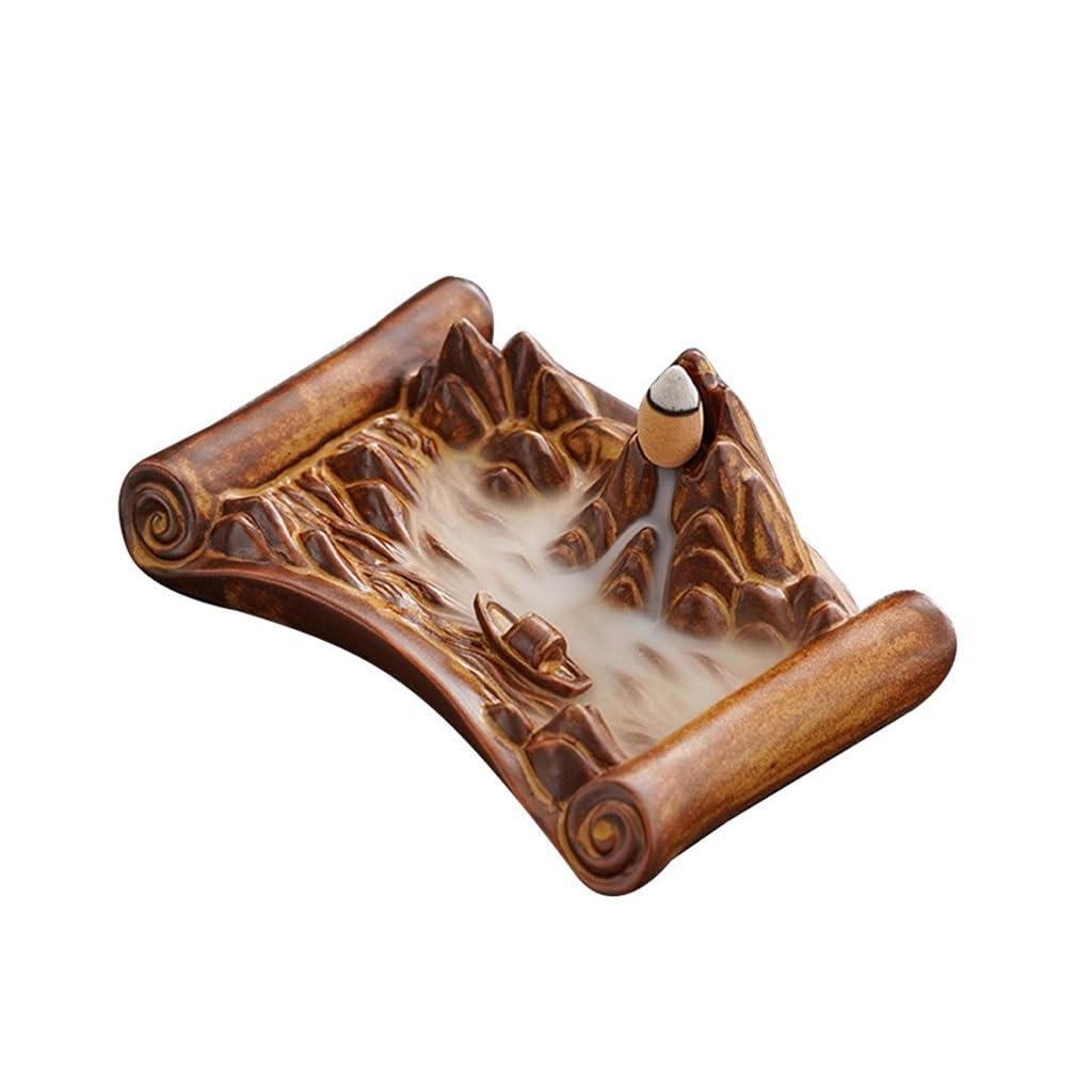 Incense Burner Household Ceramic Incense Holder Ornaments Creative Scroll Backflow Burner Waterfall Incense Burne
