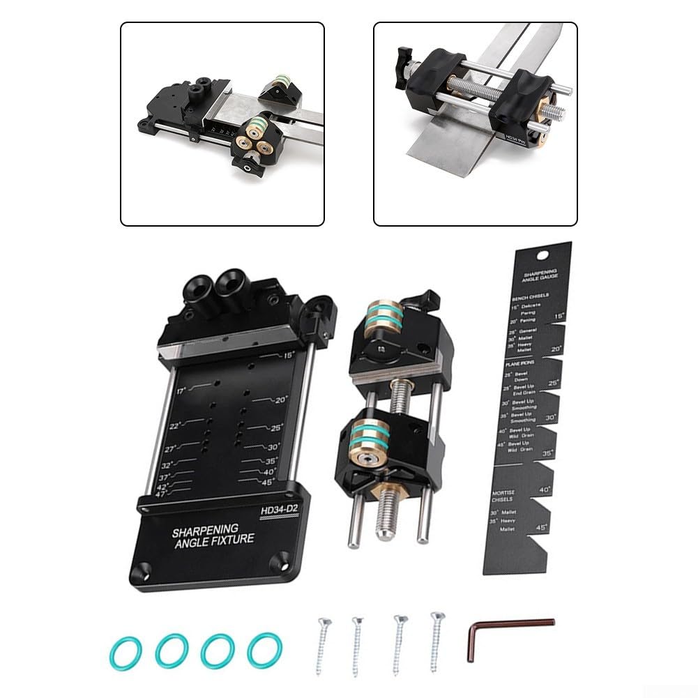 Hongdui HD-34 Winkelschärfer-Set für Holzbearbeitung für Meißel und Hobel, 5–70 mm interner Schneidkopf, 3-teilig, schwarz