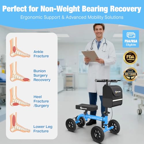 WHLICKS Foldable All Terrain Knee Scooter
