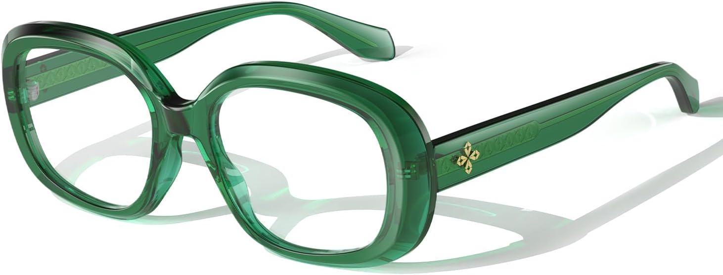 VISOONE Oversized Round Computer TR90 Blue Light Blocking Glasses for Women Men Lavinia Lavinia Upg Basil Green image 6 of 8 B0DSVP65C4
