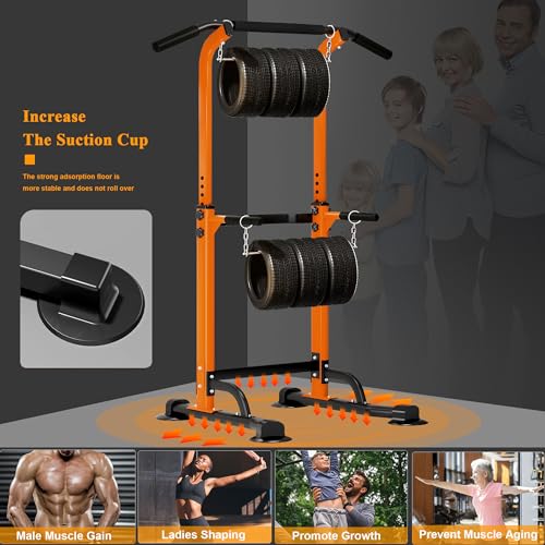 Image of DlandHome Power Tower Pull Up Dip Station Multi-Function Fitness Equipment for Strength Training Adjustable Height Dip Stand for Home Gym