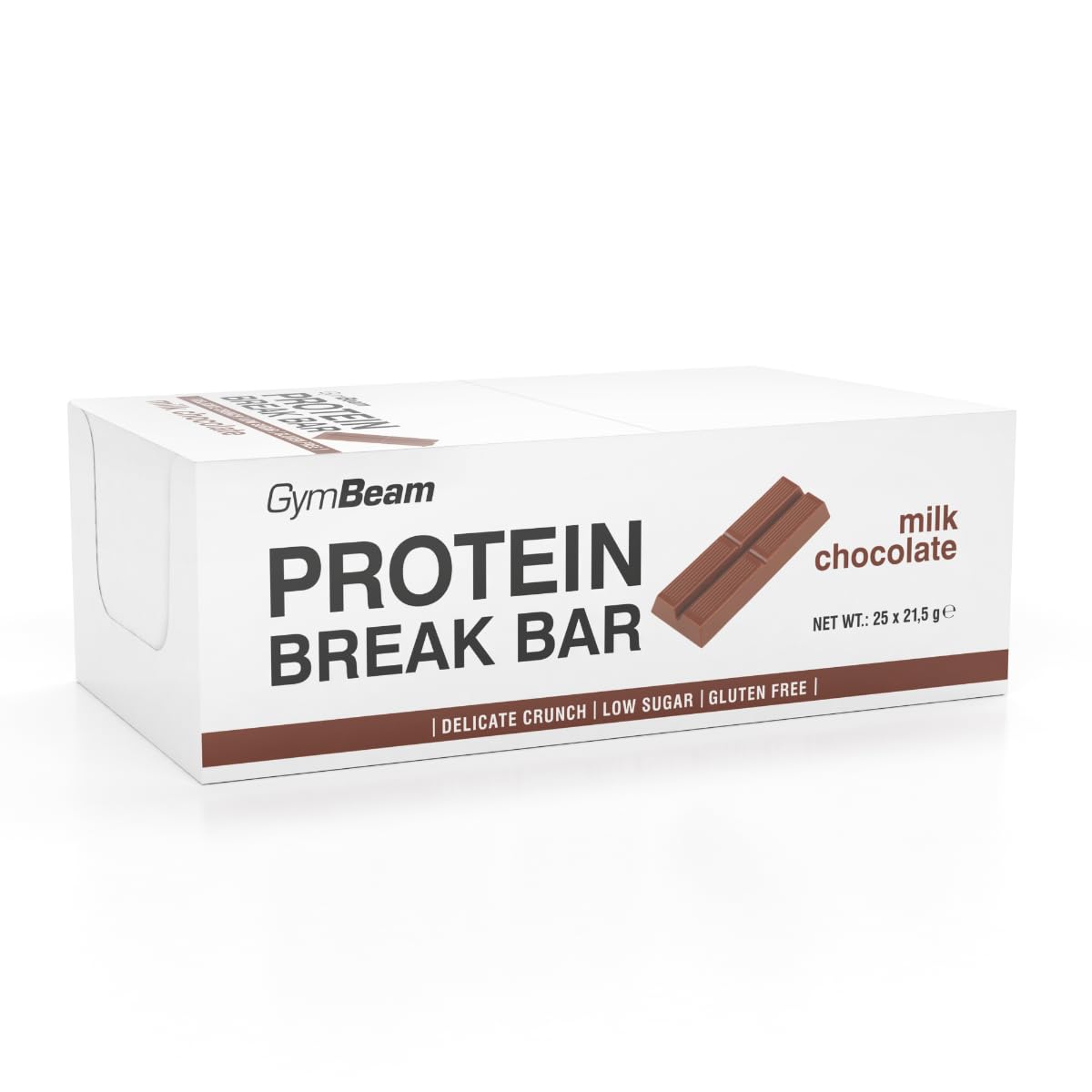GymBeam Barretta Proteica Break 25 x 21,5 g, Barretta Proteica Senza Zuccheri, Snack con Cialda Croccante e Strato di Crema al Cioccolato, Pochi Zuccheri, Ricca di Proteine, Senza Glutine e OGM
