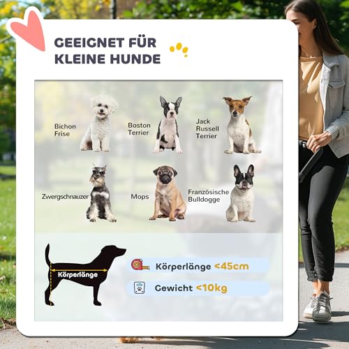 PawHut Hundewagen 3 in 1 Hundebuggy klappbar für Hunde & Katzen bis 10 kg Katzenbuggy mit Kissen Netzfenstern Türen Aufbewahrungskorb Katzenwagen Buggy Dunkelblau