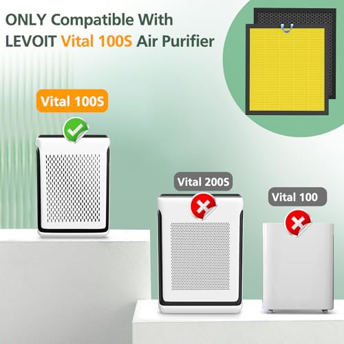 Vital 100S Pet Care Replacement Filter for LEVOIT Vital 100S-P Air Purifier, HEPA and High-Efficiency Activated Carbon Filter for Smoke, Odor, Pollen, Vital 100S-RF-PA, LRF-V102-YUS, Yellow