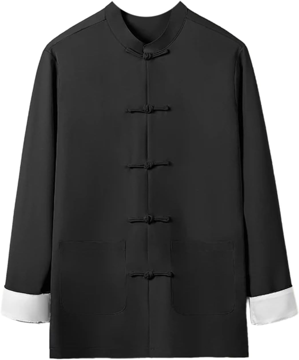 Chinese Style Retro Buttoned Shirt Mens Tops Tang Suit Sleeve Solid Traditional Kung Fu Shirt