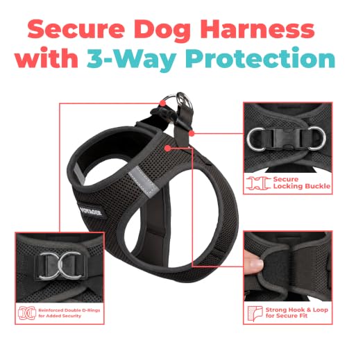 Voyager Step-in Air Dog Vest Harness - Black, Small | 14.5-16" in Chest, Reflective Bands, All Weather Breathable Air Mesh, Cats Compatible, Lightweight, Fast Drying - Image 3
