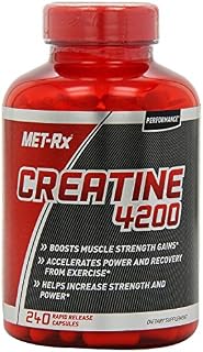 MET-Rx Creatine 4200 Supplement, Supports Muscles Pre and Post Workout, 240 Capsules
