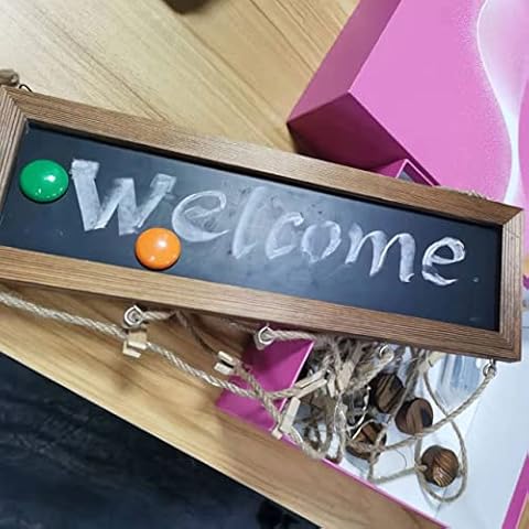 AgoKud Picture Frames Collage Wall Decor Photo Hanging Display - Picture Board with Blackboard, Remote Control Light and 30 Clips (Brown) Cover