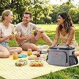 Lifewit Torba Termoizolacyjna Lunch, Mała Torba Chłodząca do Pracy w Biurze dla Kobiet i Mężczyzn, Wodoodporna Torba na Lunch z Paskiem na Ramię do Pracy, na Plażę i w Podróż, Szary, 33L