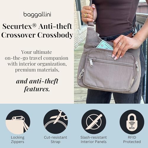 Image of Baggallini Securtex Anti-theft Crossover Crossbody Bag 11 inchw X 8.5 inchh, Rfid, Built-in Wallet, Locking Zippers