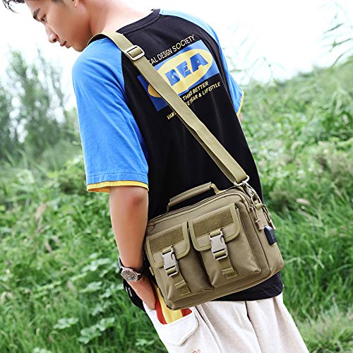 Huntvp Multifunction Tactical Messenger Bag Nylon Shoulder Briefcase Handbags With Usb Port,Brown #TOP6