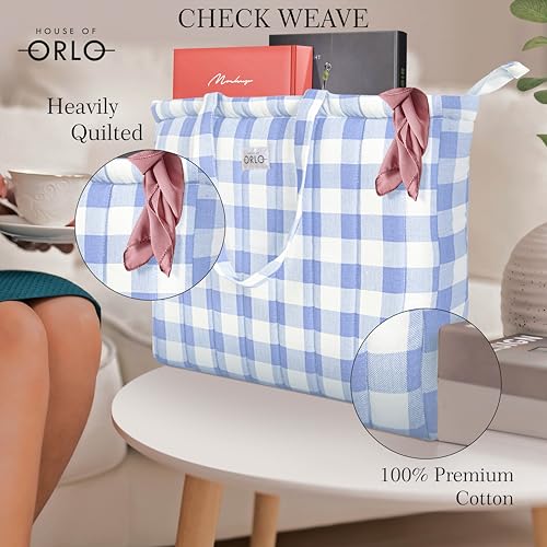 Image of Premium Cotton Waffle Quilted Tote Bag, Large Spacious Handbag for College, Office, Work, Travel, Shopping & Daily Use