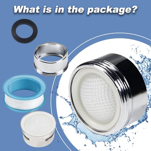 Juvielich 6 Pcs Faucet Aerator 15/16 Inch 24mm Replacement Aerator Male Stainless Steel Water Filter for Kitchen Sink With Gasket and Sealing Tape - Thumbnail 6