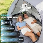 Portable Ceiling Fan with Lights Remote,USB Rechargeable Camping Fan,9.25" Wireless Tent Fan with 4 Speeds,Timer,Battery-Powered Ceiling Fan for RV,Truck,Rooftop Tent,Travel,Camping (White) - Image 3