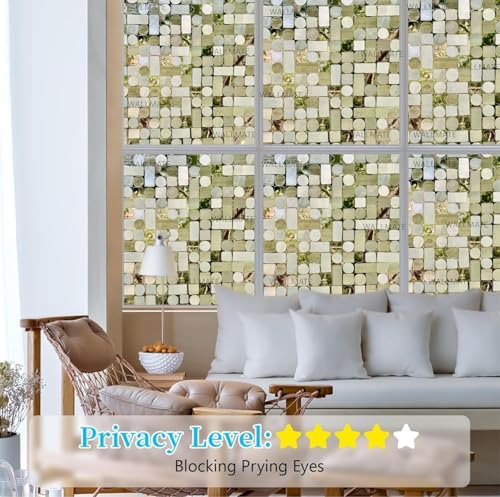 Image of WALLMATE Window Privacy Film Frosted Vinyl Glass Covering, UV Blocking, Non-Adhesive, No-Glue, for Bathroom Living Room Office,(24x48 Inch, 3D Frosted)