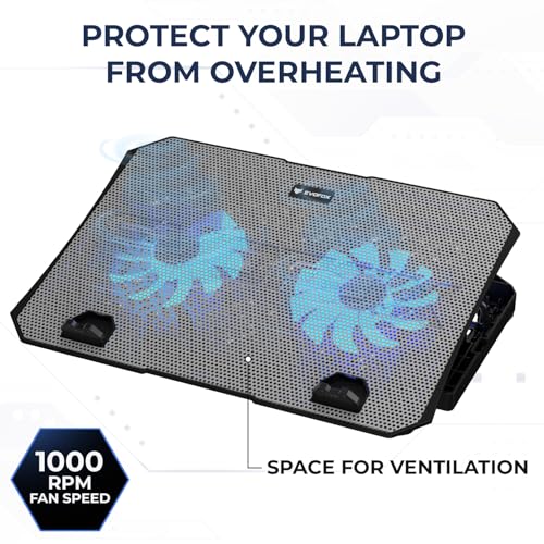 EvoFox Frost Laptop Cooling Pad with Silent Fans, 5 Adjustment Level, Silicon Pads, Iron mesh and Blue LED Lights, 2 USB Ports, for Laptops Upto... - Image 2