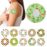 Geiserailie 20 Pcs Christmas Adhesive Patches Compatible with Dexcom G7 Sensor Cover Waterproof & Sweatproof Breathable Non-Fraying Pre-Cut CGM Tapes Xmas Glucose Sensor Patches