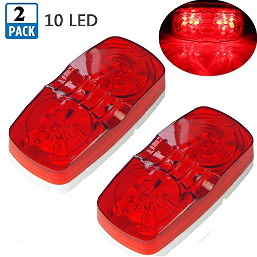 New Sun Trailer Boat Rv Red Led Lights Surface Mount 10 Diodes Bullseye Clearance Side Marker Light 2-Pack #TOP1