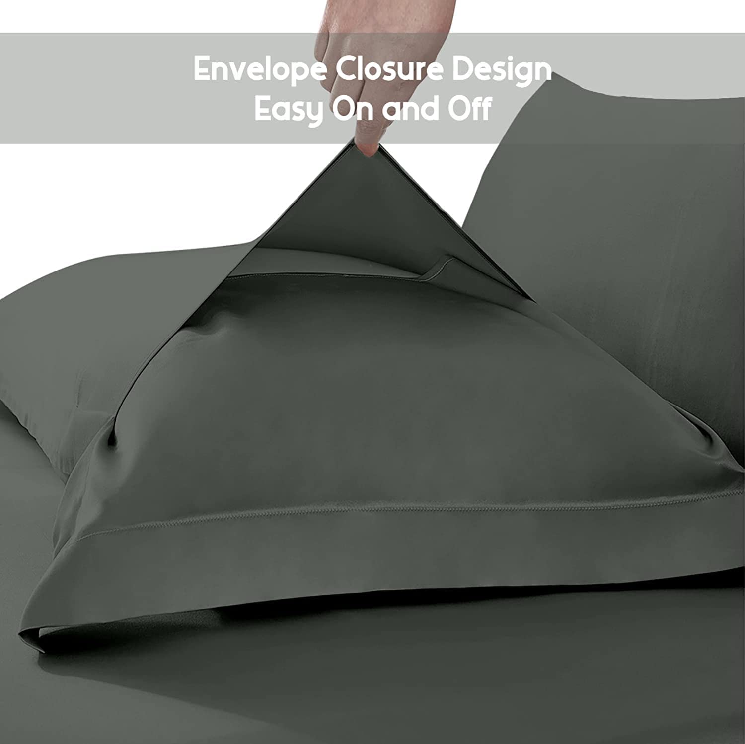 Juego de 4 fundas de almohada Oxford 100% algodón egipcio, 400 hilos, suaves y frescas, calidad de hotel (75 cm x 150 cm), paquete de 4 fundas de almohada para dormitorio, color gris oscuro