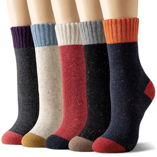 Trifabricy Wool Socks for Women, 5 Pairs Cozy Thick Womens Wool Socks Gifts - image 8