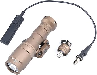 Mini Scout M300A Flashlight Torch Light,280 Lumens LED Whitelight Flashlight,With Remote Pressure Switch & Replaceable Mounting Tail Cap,Constant/Momentary Modes,Fits For Standard 20mm Pic Rail,Tan