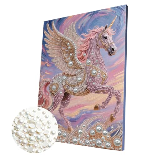 Drcowu DIY Pearl Painting Art Kit for Adults Beginners, 16x12in Framed Gem Art and Craft, 5D Diamond Art Painting Alternative for Home Wall Decor & Therapeutic Gifts (40x30cm)