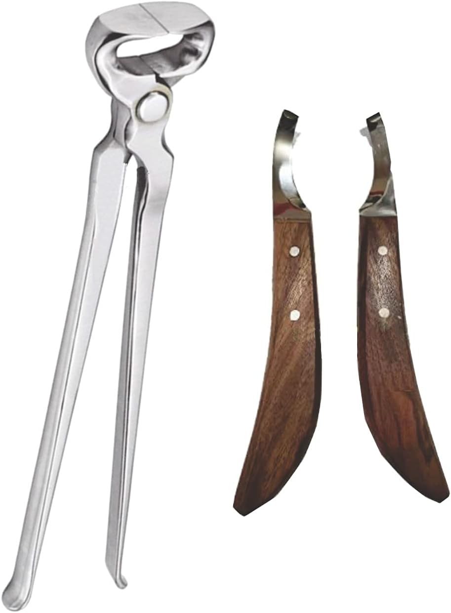 Hoof Nipper 12" and Farrier Hoof Knife Set – Professional 12 Inch Hoof Nipper with Left & Right Hoof Knives Sharp, Durable Farrier Tools for Trimming & Hoof Care