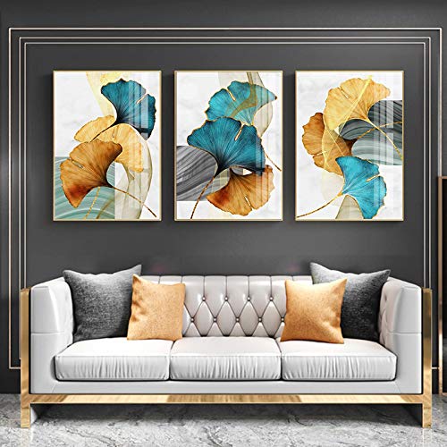 Affiche Abstrait Bleu et Or 60x90 - Impression Toile Haute Définition Style Chic Moderne