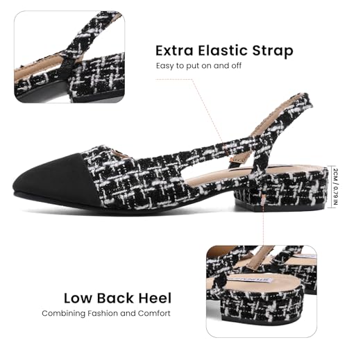 STUNAHOME Womens Slingback Flats Two Tone Closed Round Toe Casual Pumps for Office or Fashion2