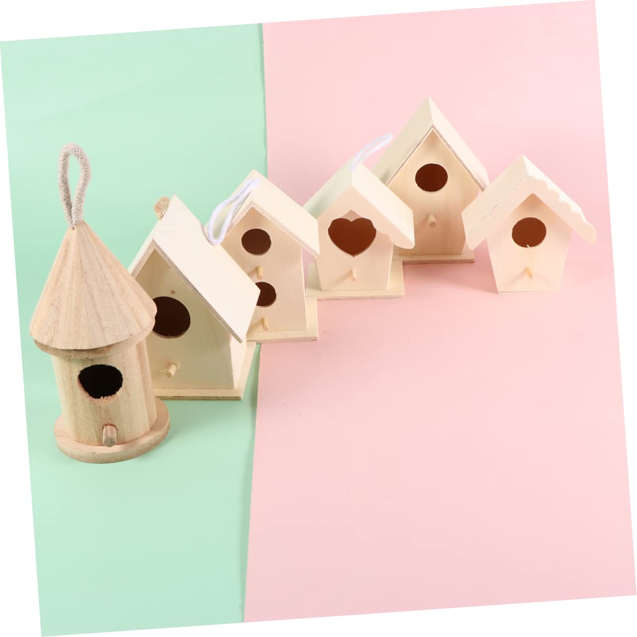 Tofficu 2 Sätze Teiliges Diy Vogelhaus Bausatz Holz Unvollendetes Bastelset Für Kreative Und Lernprojekte Als Dekoratives Tischornament Für Zuhause Und Büro 6 Stücke * 2