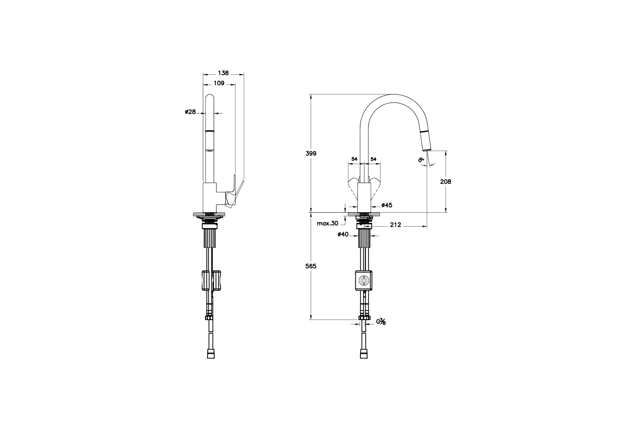 ARTEMA Shift T20 A43678 Eviye Bataryası, C Tipi, Pull-Down, Krom
