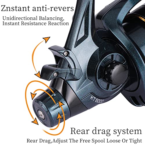 Sougayilang Fishing Reels Carp Fishing Reel 13+1BB Spinning Reels, Smooth, Powerful Fishing Reel, Carp Reel with Spare Spool-KT60 - Image 3