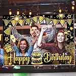 Birthday Party Decorations for Boys & Girls - Black & Gold Photo Booth Props & Selfie Frame Set - Image 4