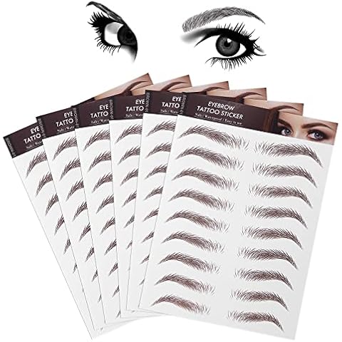 Molain 4D Hair-Like Eyebrow Tattoos Stickers 6 Sheets Waterproof Long-lasting Eyebrow Colors Transfers Sticker Peel Off for Eyebrow Grooming Shaping 1 Style 54 Pairs (Brown) Cover