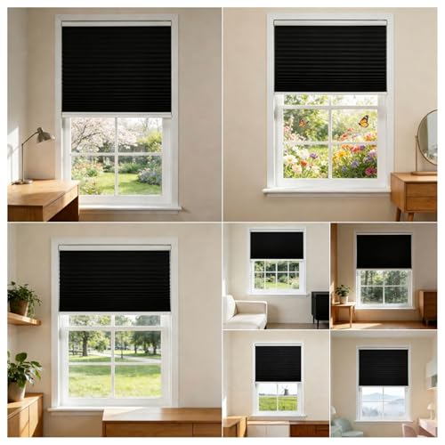 Store plissé ouverture double sens noir opaque 57x270
