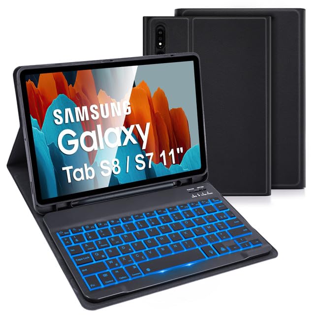 Clavier Bluetooth AZERTY Samsung Galaxy Tab S9 FE S10 S8 11 Pouces Étui LAMA Noir