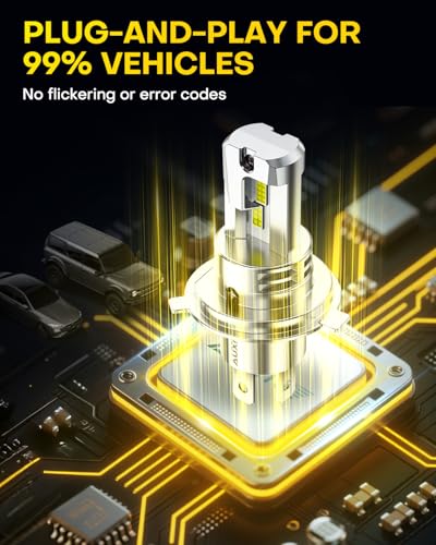 Image of AUXITO H4 9003 Bulbs, 900% Brighter HB2 Light Bulbs, Plug N Play, Long Lifespan, No Flicker, 99% Compatibility, 2PCS