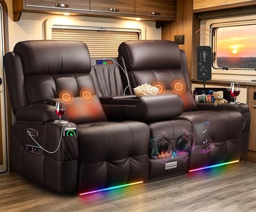 Tiooii RV Loveseat Recliner Sofa, Wall Hugger Reclining RV Couch with USB