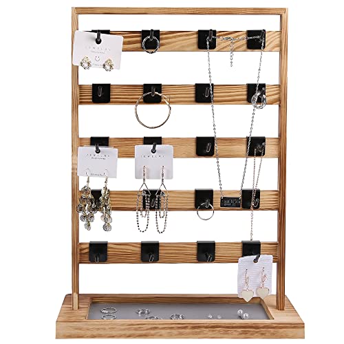 Generic JEWELRY DISPLAY RACK Beross Wooden Jewelry Display Stand With 20 Hooks Earring Card Display Rack thumb #5