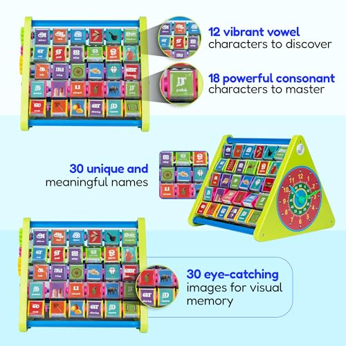 Image of FLYI 8-in-1 Activity Triangle for Kids | Learn Tamil with Image, Abacus, Writing & Drawing Board, Spin Gear, Learn Clock | STEM Educational Activity Cube Toy for Toddlers | Best Return Gift | 3+Years