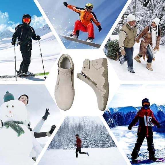 Women's Suede Round Toe Zipper Chukka Boot Warm Fur Lined Snow Boot Ankle High Top Casual Booties Winter Cold Weather outdoor hiking Boots - Image 7