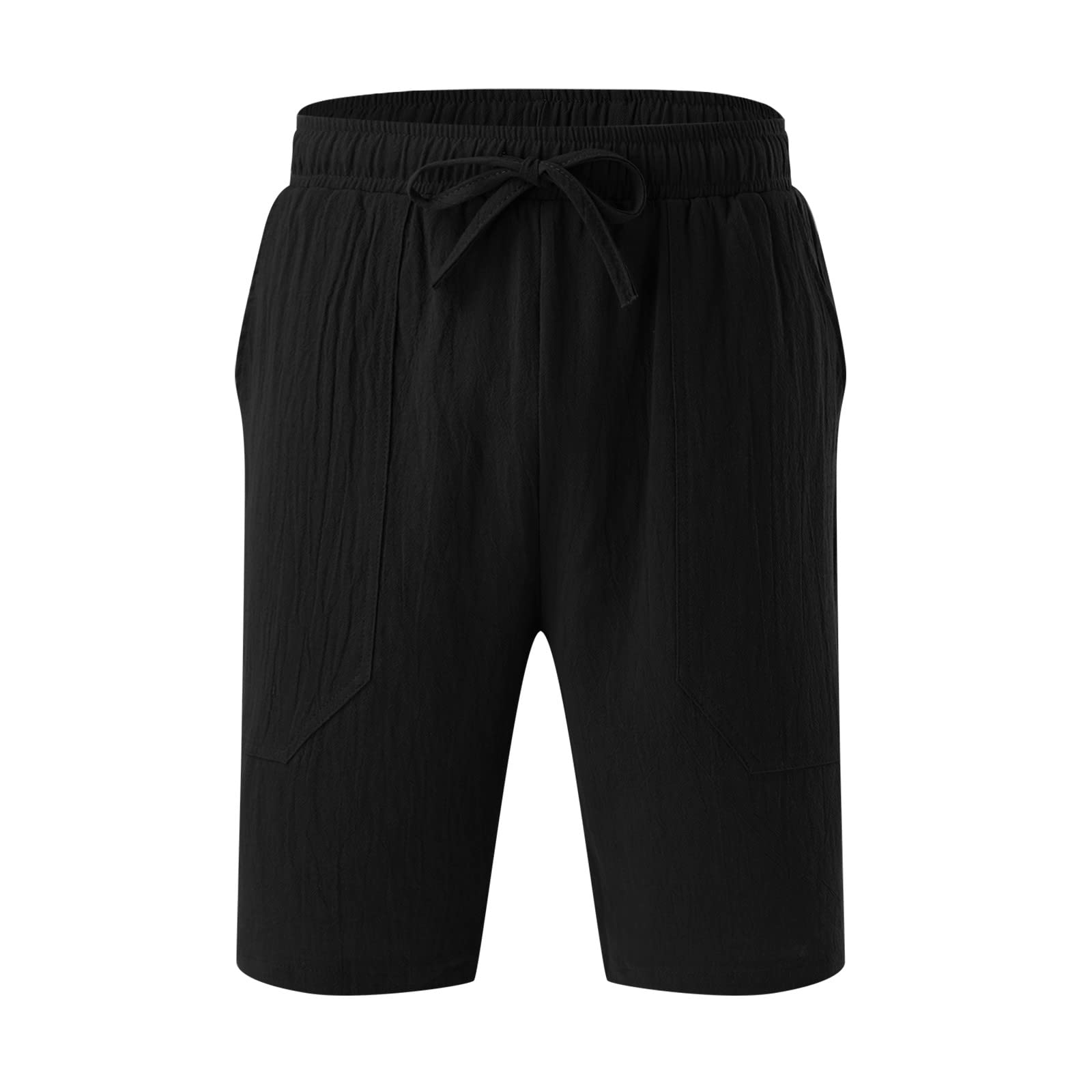 Pantaloncini Uomo Estivi Lino Cotone Pantaloni Corti Uomo Sportivi Casual Leggero Bermuda Comodo Tinta Untia Shorts Eleganti Pantalone Corto con Coulisse e Tasche Short da Spiaggia S-5XL