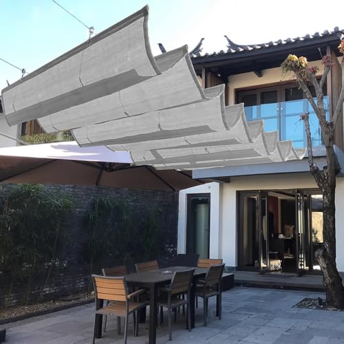 Auvent de voile d'ombrage de vague en forme de U rétractable 1.5x5m - 2